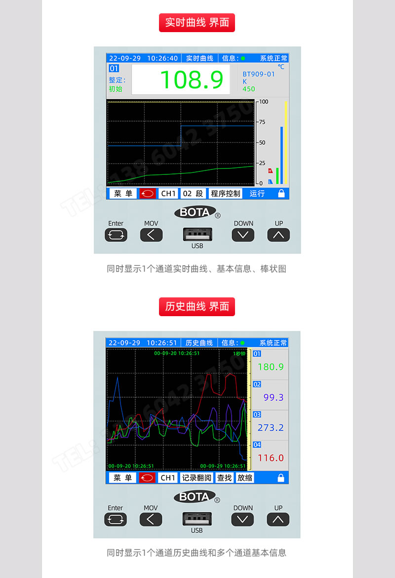 實時測量曲線、曆史測量曲線展示畫面