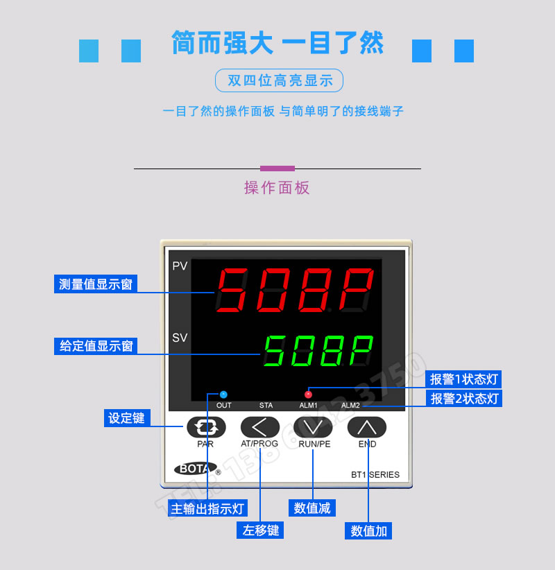 BT508系列溫控表操作面闆