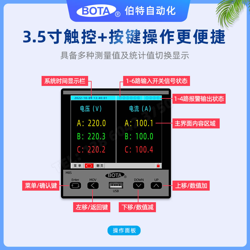 三相電力表操作面闆